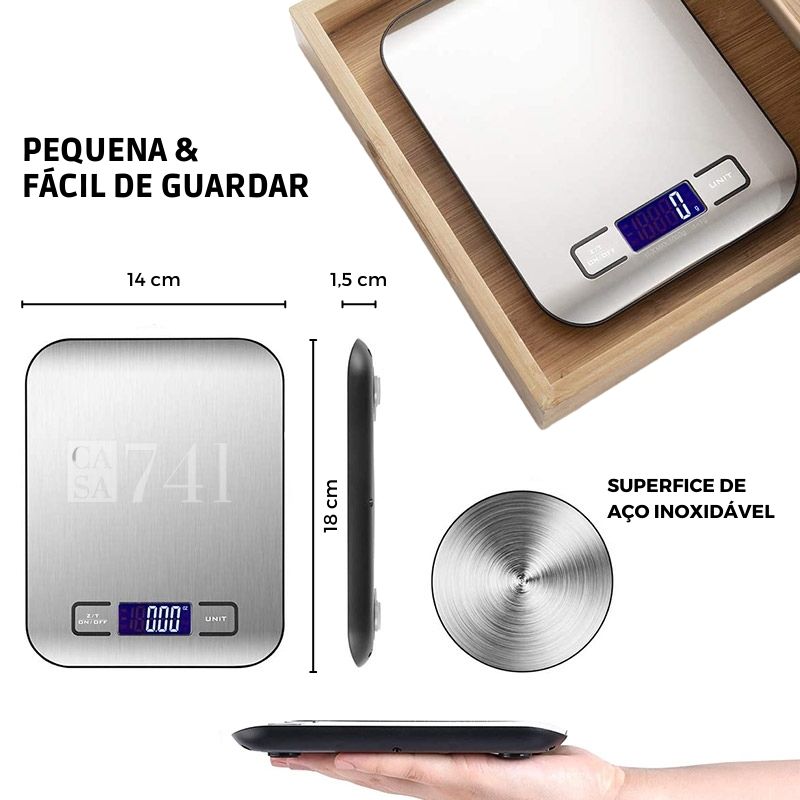 Balança Digital de Precisão 10kg - Aço Inoxidável